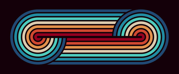 A minimalist retro design inspired by abstract 1980s aesthetics, featuring bold, colorful lines and organic curves. Vector illustration.