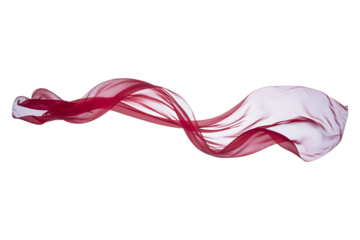 Flowing Burgundy Fabric: Elegant, Translucent, and Dynamically Shaped on White Backdrop