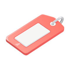 Isolated pink tag with white label vector illustration for price or luggage