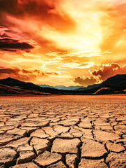 Paysage de terre desséché, réchauffement climatique, sécheresse