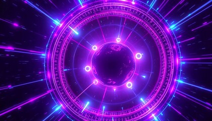 Glowing plasma qubits in toroidal magnetic containment, violet (#8A2BE2) ionization trails with 2px glow radius, cyan (#00FFFF) energy arcs, 8K scientific visualization with particle system simulation