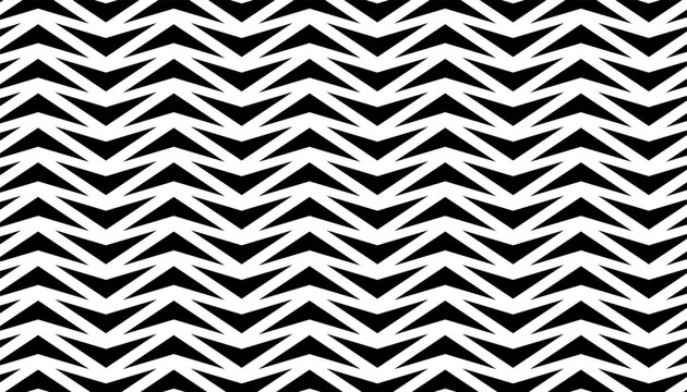 Black and white seamless geometric pattern with sharp arrows shape for sporty and modern background. Vector Format Illustration 