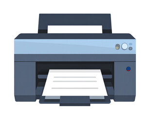Flat printer with paper output, transparent background  