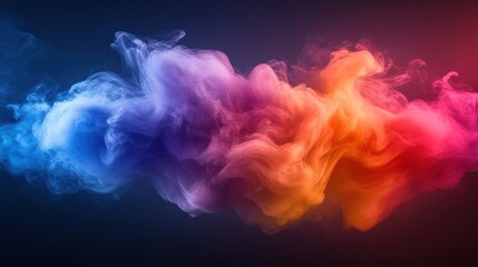 Fototapeta premium Colored Smoke Cloud Against Dark Background