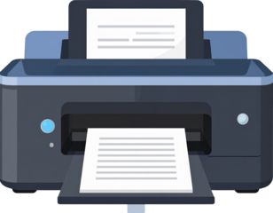 Flat printer with paper output, transparent background