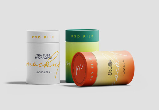 Paper Tube Tea Packaging Mockup for Design and Branding Projects