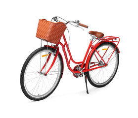Fototapeta premium One bicycle with basket on white background