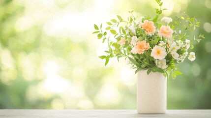 Fresh Floral Bouquet in Vase with Soft Bokeh Background