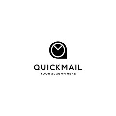 Quick mail logo with a rocket and envelope flying