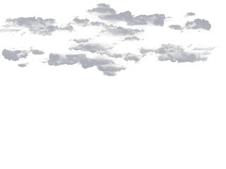 Fluffy white clouds float serenely across the vast, dark sky, creating a peaceful and calming atmosphere with a transparent background.