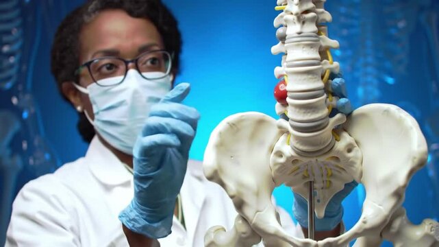 Doctor Explains Spinal Disc Herniation Using Anatomical Model for Medical Education