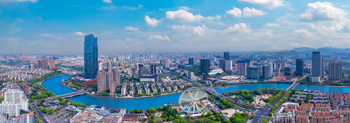 Obraz premium Urban environment of Binhe Park, Huzhou City, Zhejiang Province, China