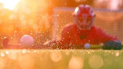 Field Hockey Goalie Action Bokeh Sunlight Sport