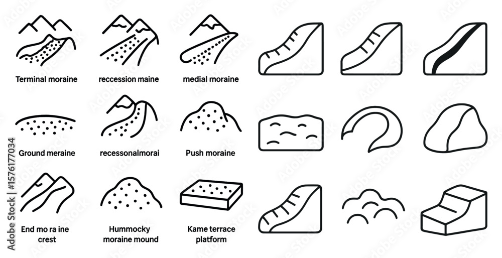 Poster series of mountain ranges are shown in different sizes and orientations. the mountains are shown in 