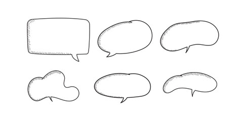 Hand-drawn speech bubble set illustration.