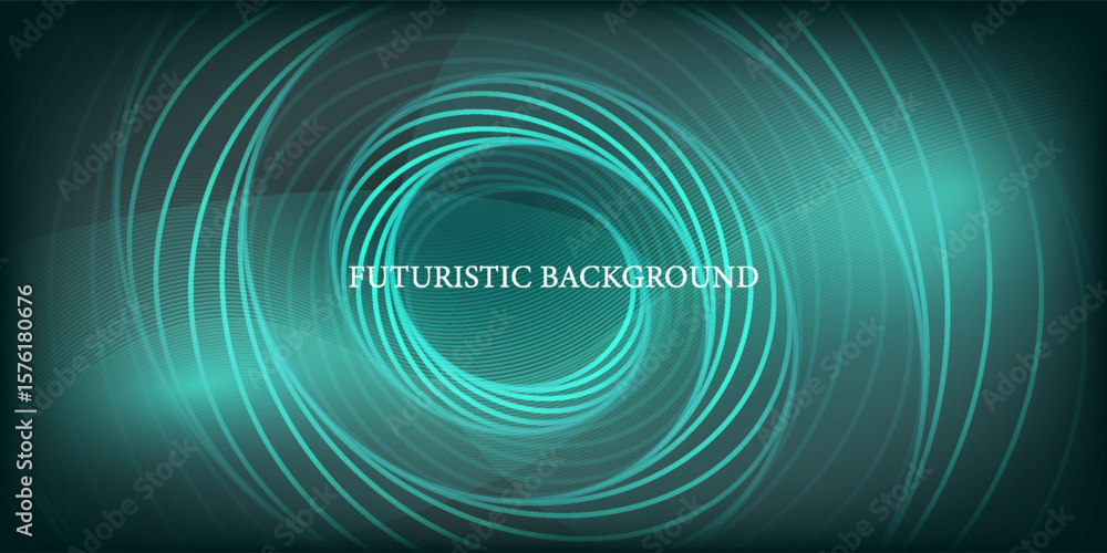 Poster 3d green techno abstract background overlap layer on dark space with glowing waves shape effect deco