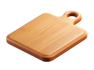A clean smooth wooden cutting board with a rounded handle and a subtle wood grain pattern