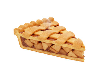 Isolated Warm Slice of Apple Pie with Lattice Crust and Steam