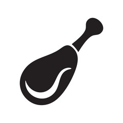 Chicken Leg Piece Icon Food Flat Design Silhouette