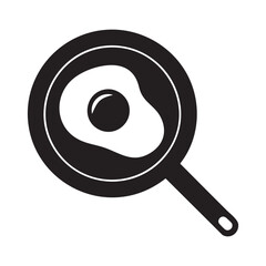 Fried Egg In Pan Silhouette Illustration For Food And Cooking Concepts