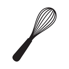 Kitchen Whisk Silhouette Isolated On White Cooking Utensil Icon