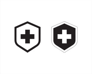 Obraz premium Medical Shield Icon Set – Cross Symbol Protection Outline and Solid