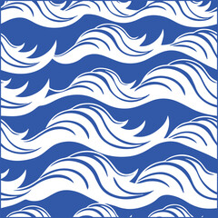 Seamless Hand-Drawn Ocean Waves Pattern for Coastal Designs