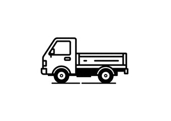 Fototapeta premium Simple black line drawing of a pickup truck