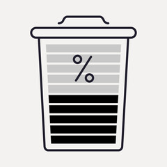 Trash bin icon with percentage levels
