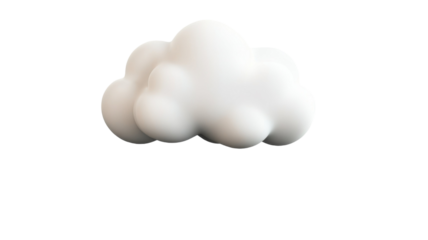 3D render icon of white cloud-shaped speech bubble for message or chat on white background