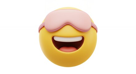 Smiling emoticon with pink sleep masks