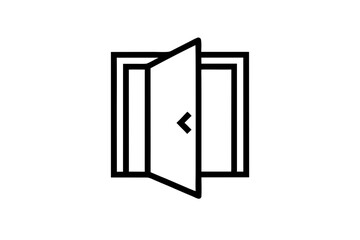 Open door architecture interior design silhouette vector illustration