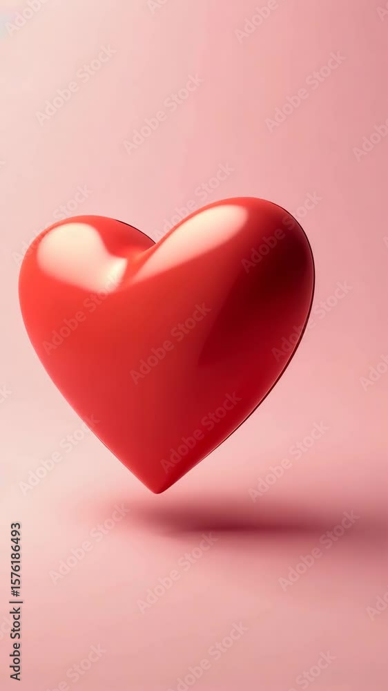 Aufkleber a playful 3d heart like button icon with a smooth bounce animation effect, soft pink to red gradient