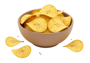 Isolated Bowl of Salted Potato Chips