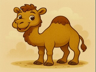 Funny cartoon picture of a camel