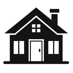 Black House Vector Icon – Home Silhouette Symbol for Real Estate and Property