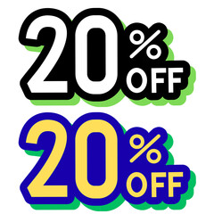 20 percent off sale tag, 20% special discount icon element