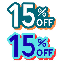 15 percent off sale tag, 15% special discount icon element