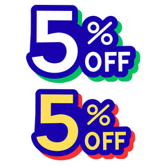 5 percent off sale tag, 5% special discount icon element