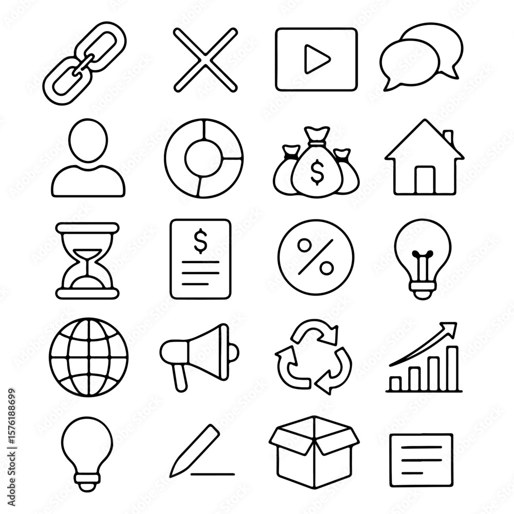 Poster minimalist line icons set for user interface design: a comprehensive collection of simple line icons