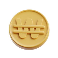 yellow Won Coin Hat 3d icon Illustration