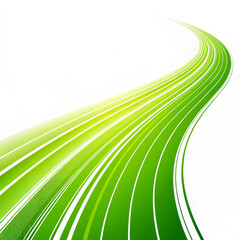 Abstract green flowing lines with a gradient effect on a white background