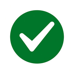 White Right Tick Check Mark on Green Circle Flat Style Icon for Website, App, UI, and Logo Design