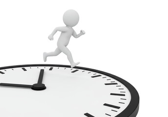 Isolated Running Stick Figure Clock Time Concept