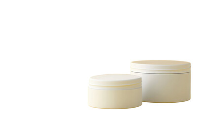 Minimal white cylinder podiums with modern display design on white background
