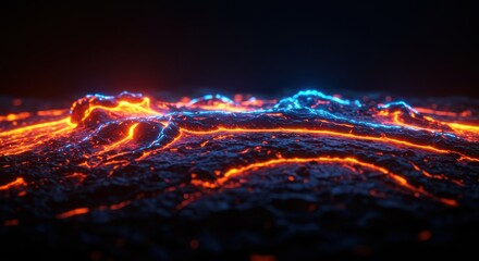 Glowing Lava and Molten Rock Abstract Art Digital Illustration