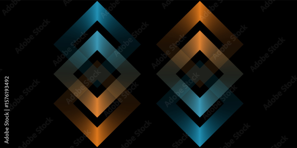 Aufkleber 3d orange blue techno abstract background overlap layer on dark space with glowing lines decoration.