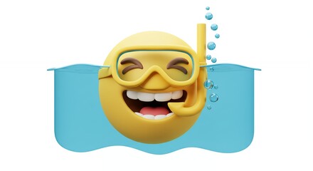 Happy scuba emoji underwater