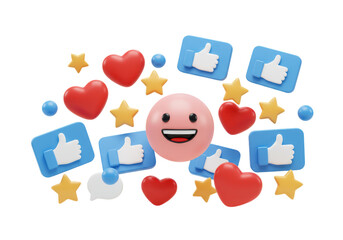 Isolated Social Media Icons with Smiling Face for Engagement