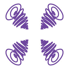 Doodle line art inspired by curly hari and storm illustration icon that can be used for sticker, book, mandala, scrapbook, icon, decorative, etc. with aesthetic colorful purple color